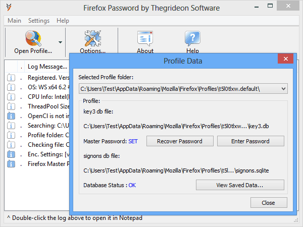 Screenshot for Firefox Password by Thegrideon Software 2013.02.26